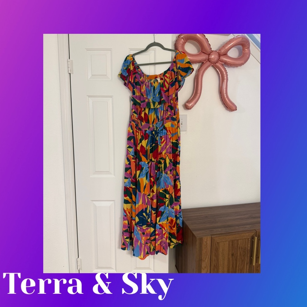 Terra & Sky Vibrant Multicolor Floral Maxi Dress